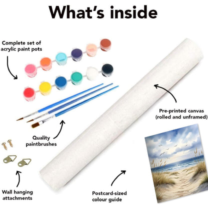 uuxsretaio 6 Pack Paint by Numbers Kits for Adults Beginners, Beach Paint by Number Kits on Canvas, DIY Acrylic Oil Painting Kits with Brushes for Home Wall Decor (8x12 inches Without Framed)