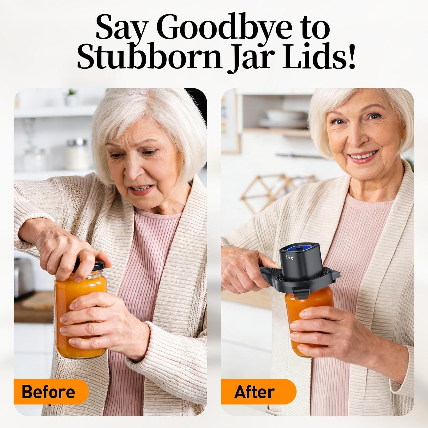 Electric Jar Opener with Power-Clamp Technology: Auto-Tighten & Manual Twist for Easy Opening, 2-in-1 Jar and Bottle Opener for Weak Hands & Seniors & Arthritis, Includes Free Rubber Gripper Pad