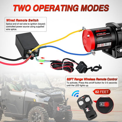 Nilight ATV UTV Electric Winch 12V 4500 lb Winches for Towing Trailer Truck Jeep Off Road Portable Waterproof IP67 Winch with Synthetic Rope Wireless & Wired Remote Control Hawse Fairlead Mount Plate