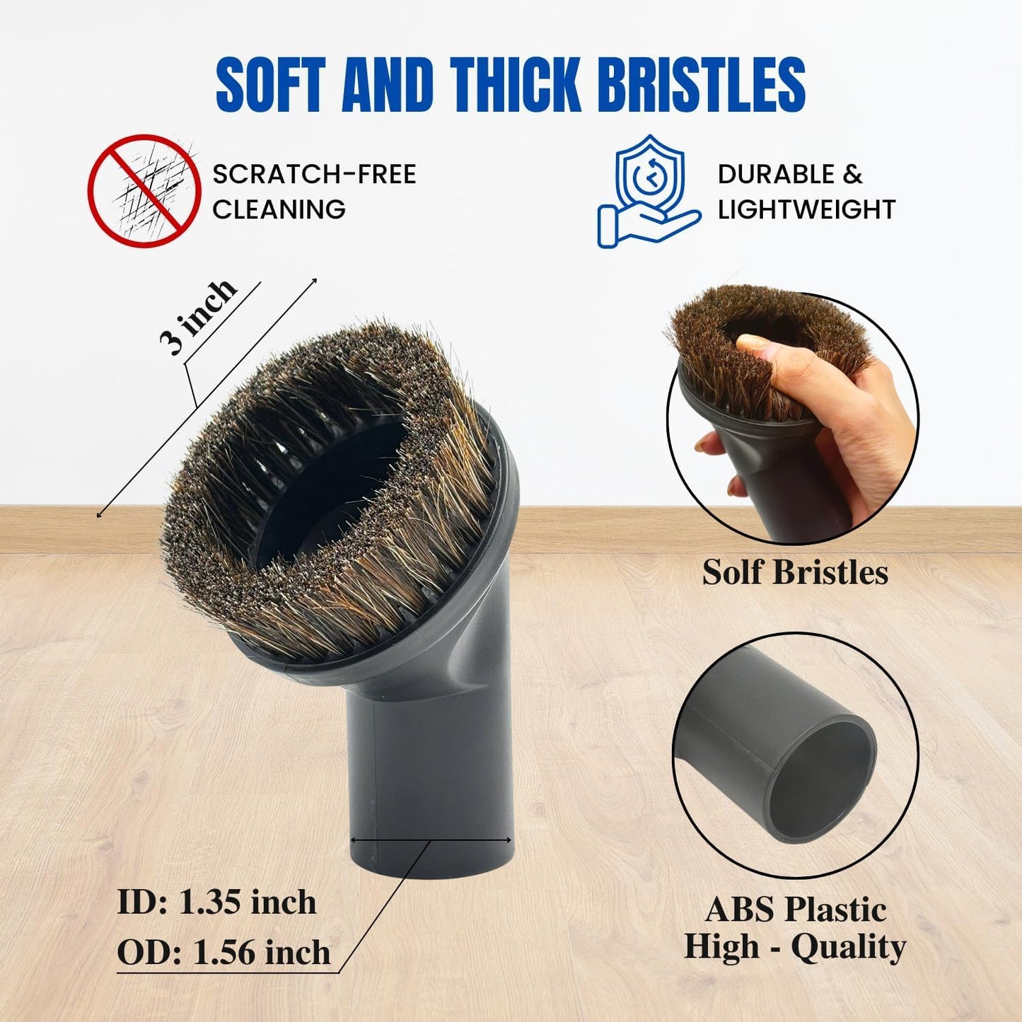 Round Horse Hair Vacuum Brush Attachment for Shark Vacuums, Compatible with Miele C1 Shark NV350 NV360 NV500 NV501 HV300 HV301 HV322 HV371 HV372 (1-3/8'' Vacuum Dusting Brush)