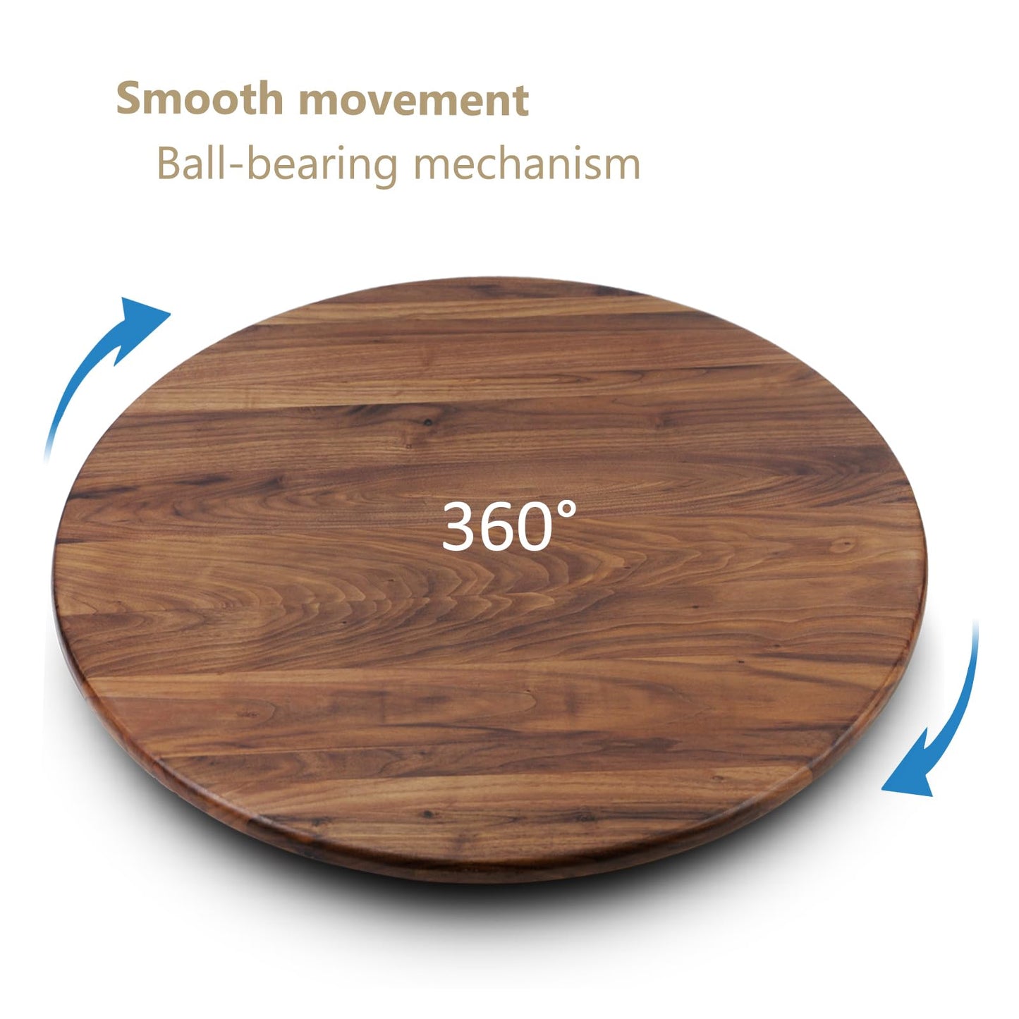 MAGIGO 30 Inches Black Walnut Wood Lazy Susan Organizer, Solid Wooden Round Turntable, Rotating Tray for Table Top/Counter Top