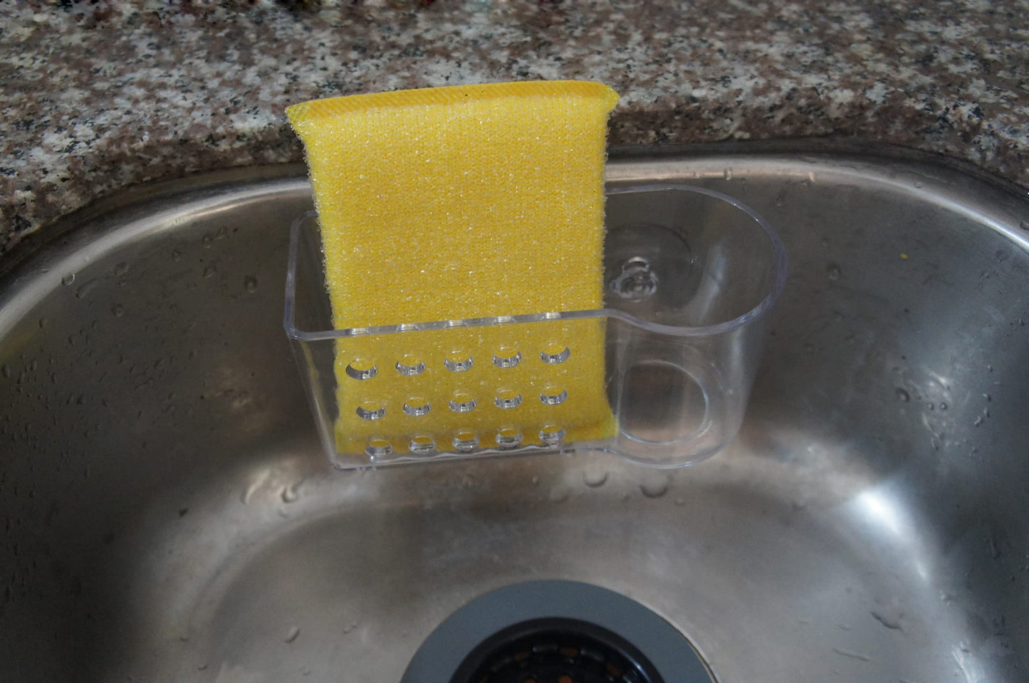 AMUONTY Sponge Holder for Kitchen Sink Suction,Plastic Sink Brush Sponge Caddy Sink Organizer-(5.7" x 2.4" x 3.1"),Clear