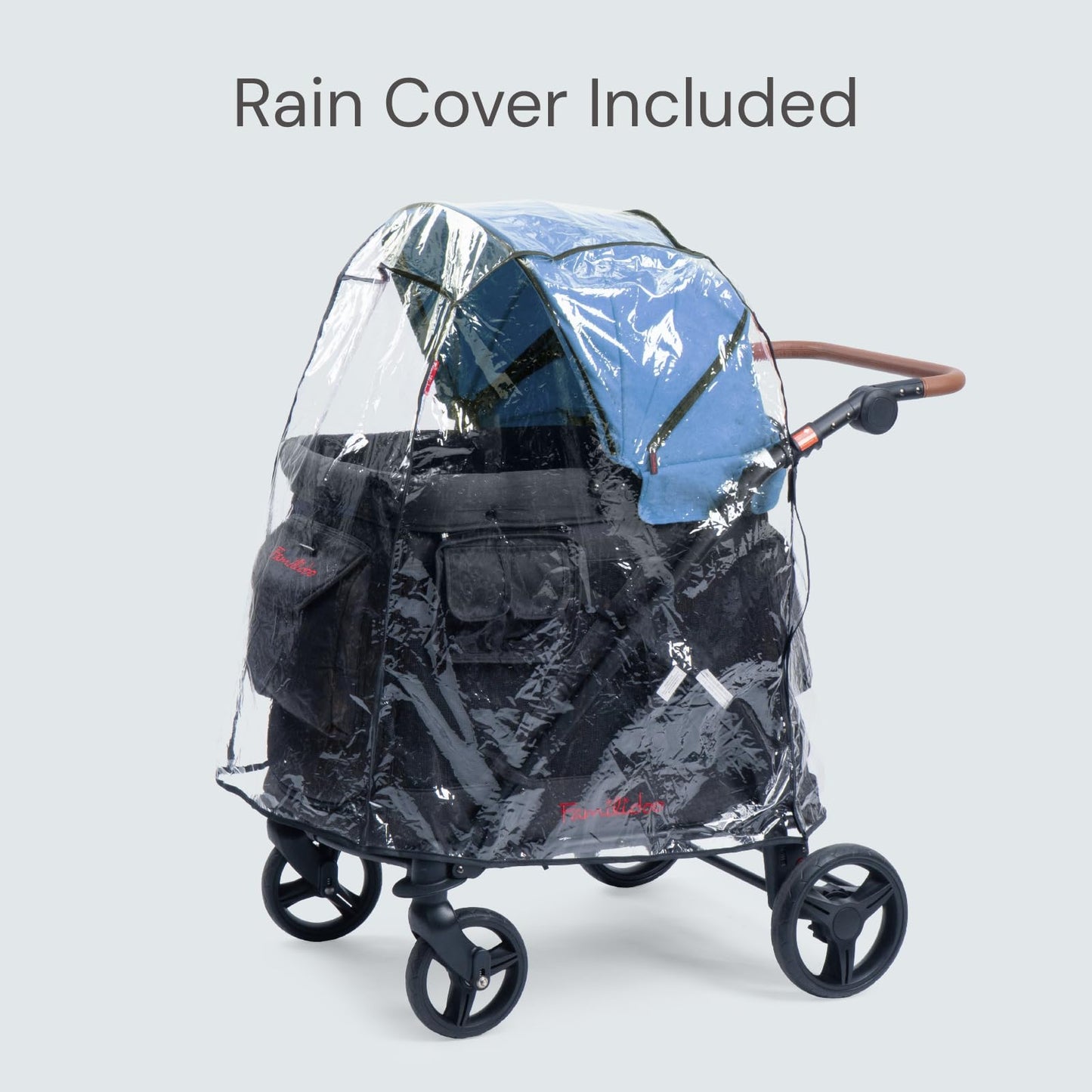 Familidoo Multi-Use Wagon Chariot Stroller, Stable, Removable Seat, Removable Bassinet, Zipable Front and Rear Doors, Mesh Side Panels for Ventilation (Blue)