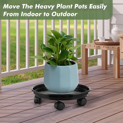 5 Packs 11.8" Plant Caddy With Wheels Plastic Rolling Stands Heavy-Duty Dolly With Casters Indoor Outdoor Wheeled