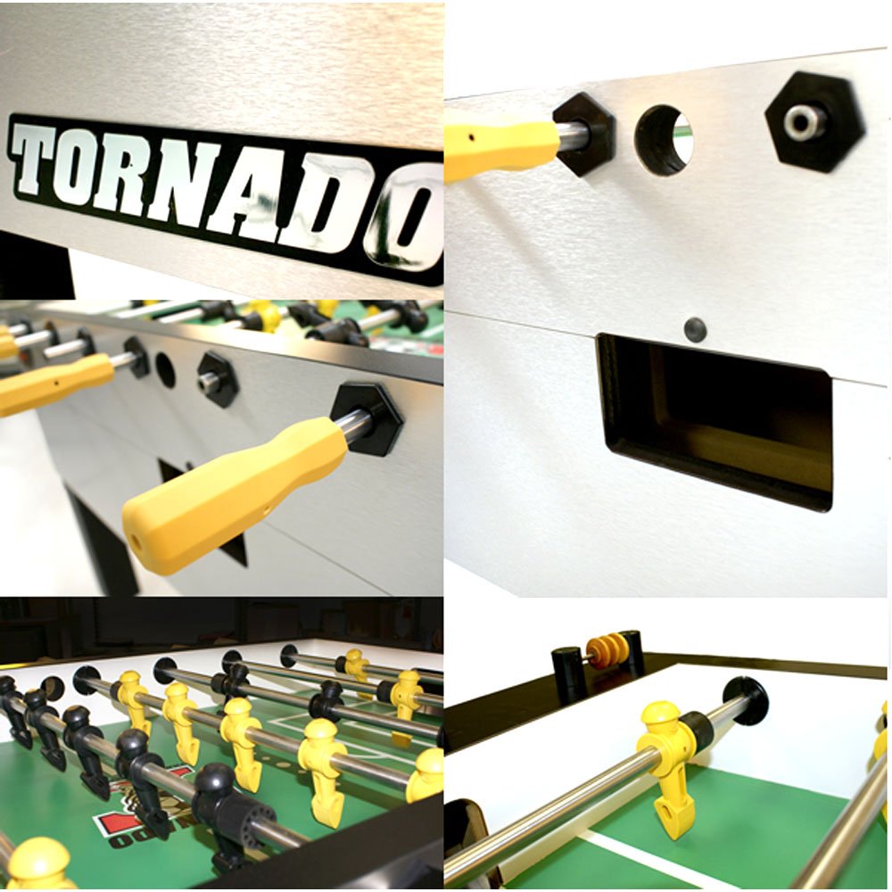 Tornado Tournament 3000 Foosball Table - Made in the USA - Commercial Quality for the Home - Incredible Table Soccer Game (1 Man Goalie, Silver)
