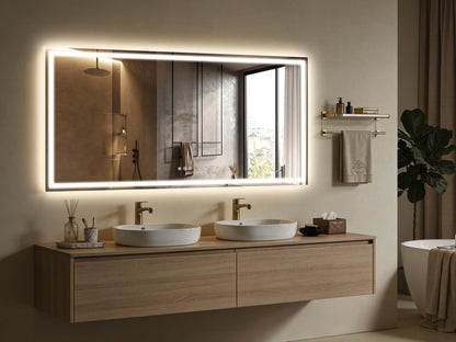 FENNIO Full Length Mirror with Lights, 70" x 32" LED Full Body Mirror, Free Standing Lighted Floor Mirror, Wall Mounted Hanging Mirror with Lights for Bedroom, Salon, Tempered Glass（White）