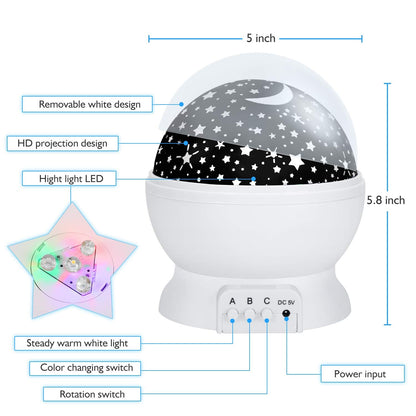 Night Light for Kids, Kids Night Light Nebula 360 Degree Rotation - 4 LED Bulbs 12 Light Color Star Projector Changing with USB Cable, Romantic Gifts for Men Women Children