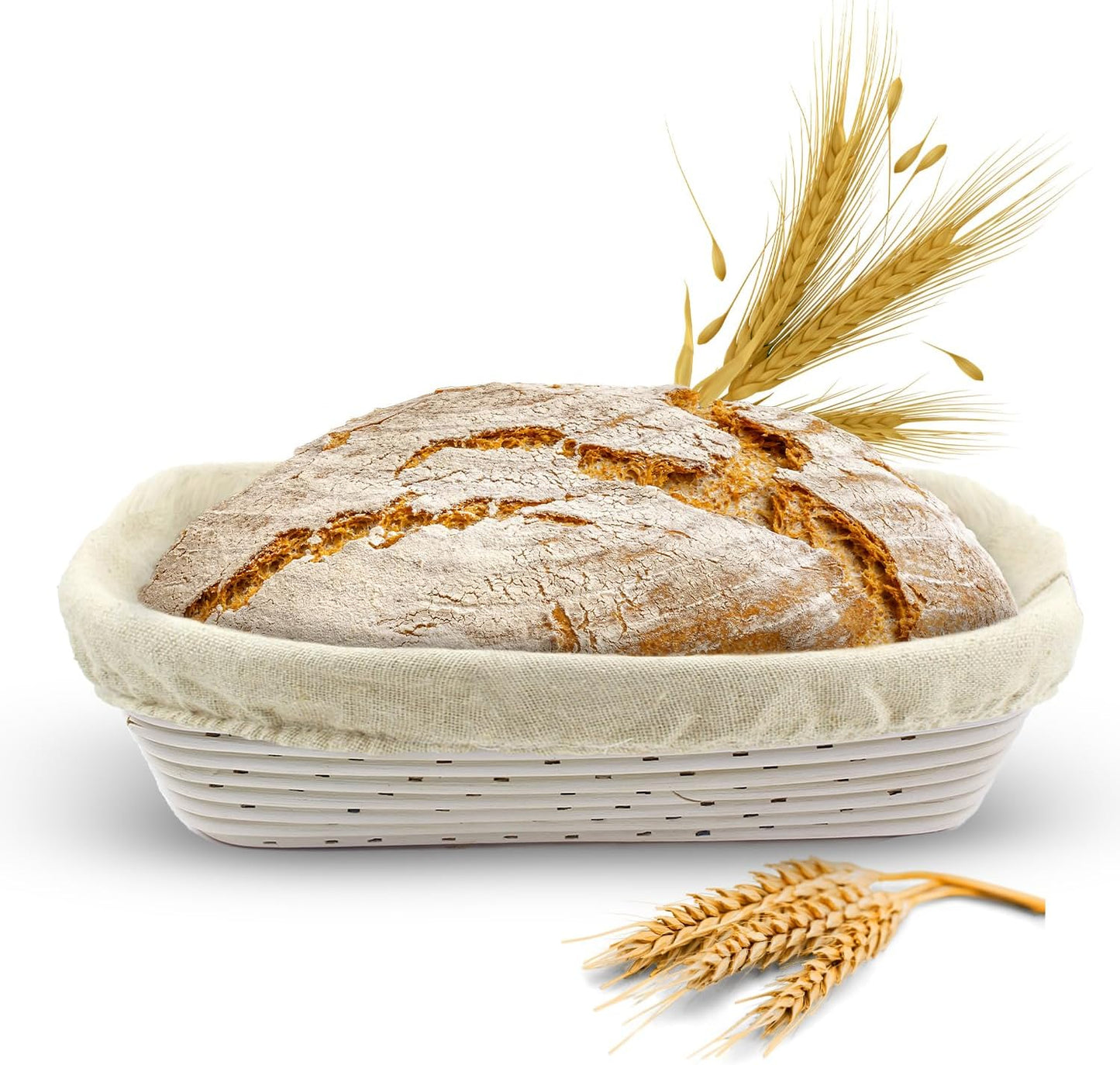 12.25 6 3.5 Banneton Bread Proofing Basket Handwoven Rattan Banneton for Artisan Sourdough, Includes Linen Liner, Ideal