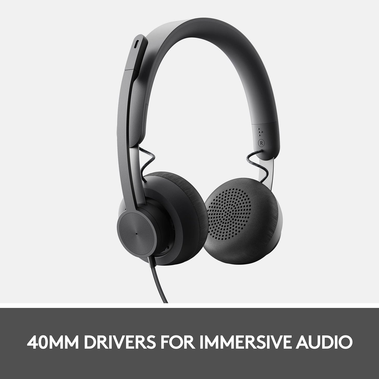 Logitech Zone Wired Noise Cancelling Headset, Certified for Microsoft Teams with Advanced Noise-canceling mic Technology for Open Office environments, USB-C with USB-A Adapter, Graphite