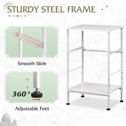 25.03" WLIVE White Nightstand, Night Stand with Fabric Storage Drawer and Open Wood Shelf, Small End Side Table