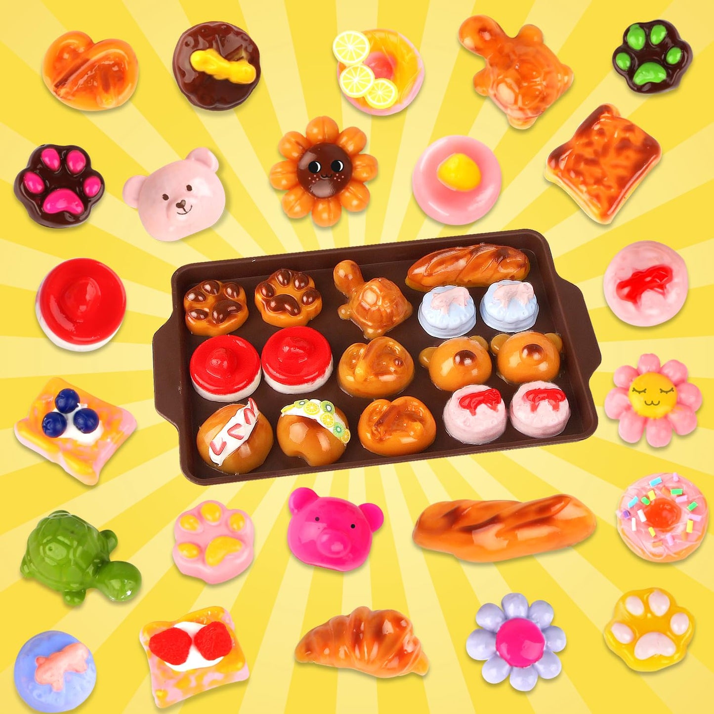 Mini Bakery Taba Squishy Craft Kits, DIY Squishy Making Kit with 12 Molds, Make Your Own Mini Food Squishies Fun Craft for Adult