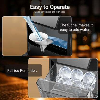 2" Clear Ice Ball Maker Machine 2 pcs in 40 Mins 80 pcs/Day Sphere Ice Maker with IcyGem Technology Self-Cleaning for Whiskey, Bourbon & Cocktails (2pcs)