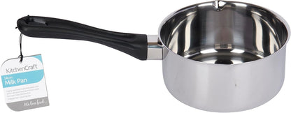KitchenCraft Induction Milk Pan, Stainless Steel, 14 cm (6''), with Pouring Lip, Silver