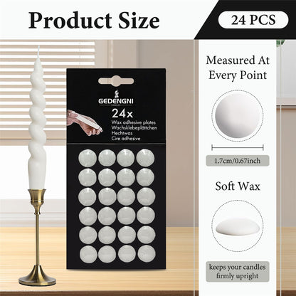 Gedengni Taper Candle Wax Dots - 24pcs Spiral Candle Sticky Dots White Candles Adapter Small Candlestick Adhesive,Soft Wax for Any Candles Holder Accessories-White