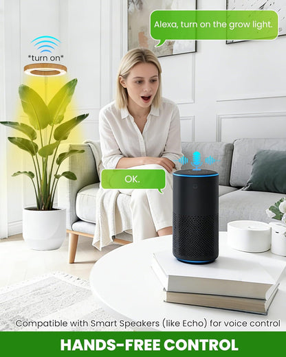 Plant Grow Light,yadoker Smart Plant Light Compatible with Alexa,Google for Indoor Plants,Height Adjustable,Customized