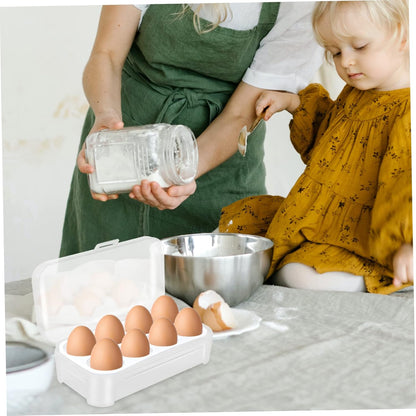 8 Box Fridge Egg Keeper Holder Mini Condiment Bottles, Egg Organizer for Refrigerator, Egg Carrier, White