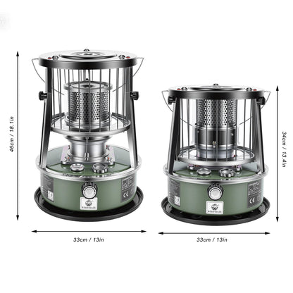 Portable Kerosene Heater, 2.6KW Radiant Space Heater Adjustable Height Non Electric Oil Heating with 5.2L Tank Funnel, for Indoor Garage Camping Tent Emergency