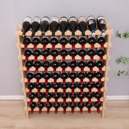 FDHUIJIA 72 Bottle Stackable Storage Modular Wine Rack Cabinet Bamboo freestanding Floor Wine Holder Display Shelves