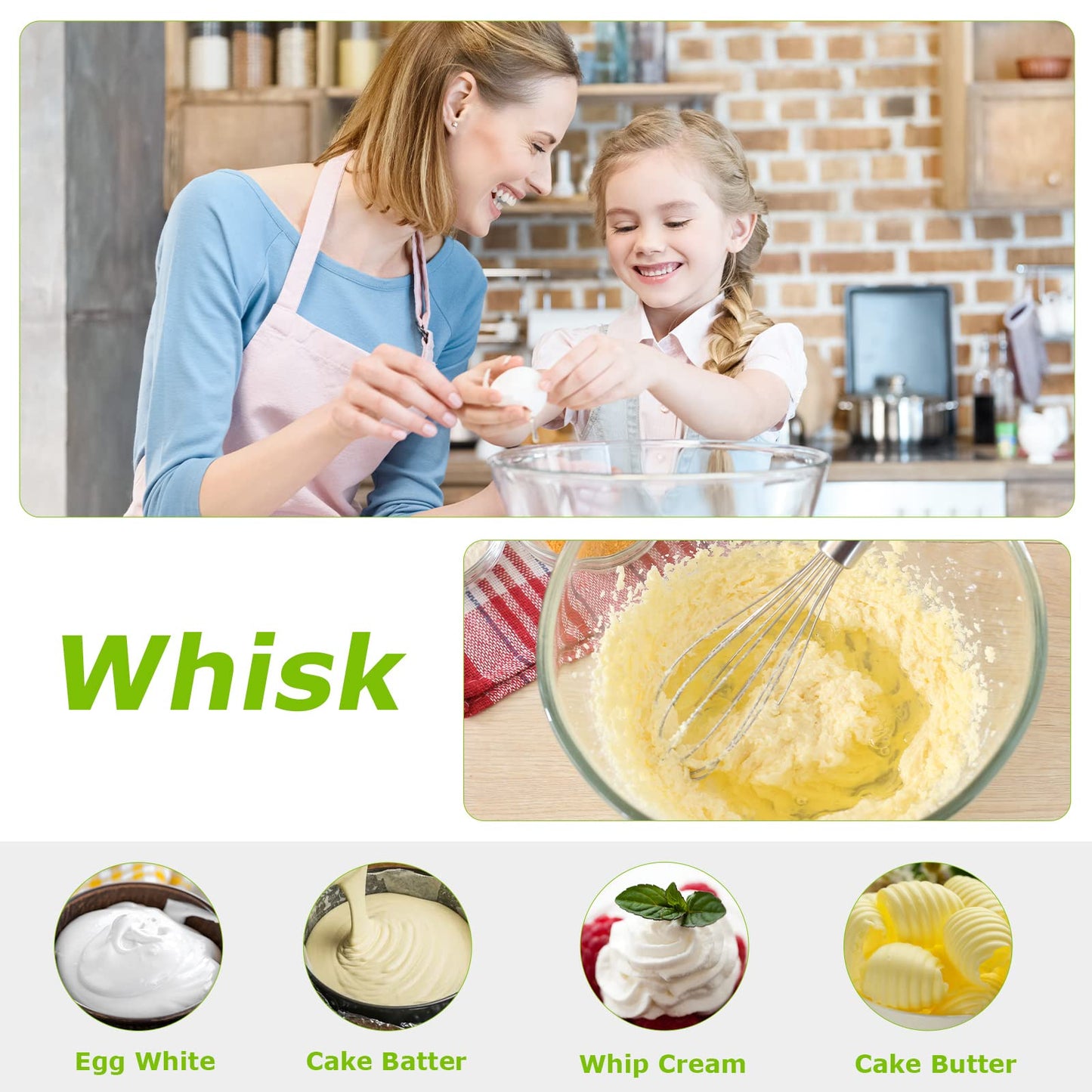 Bonsenkitchen Immersion Handheld Blender with Whisk, 20-Speed & Turbo Mode Hand Blender Stick 500W, 304 Stainless Steel Hand Blender for Soup, Smoothie, Puree, Baby Food
