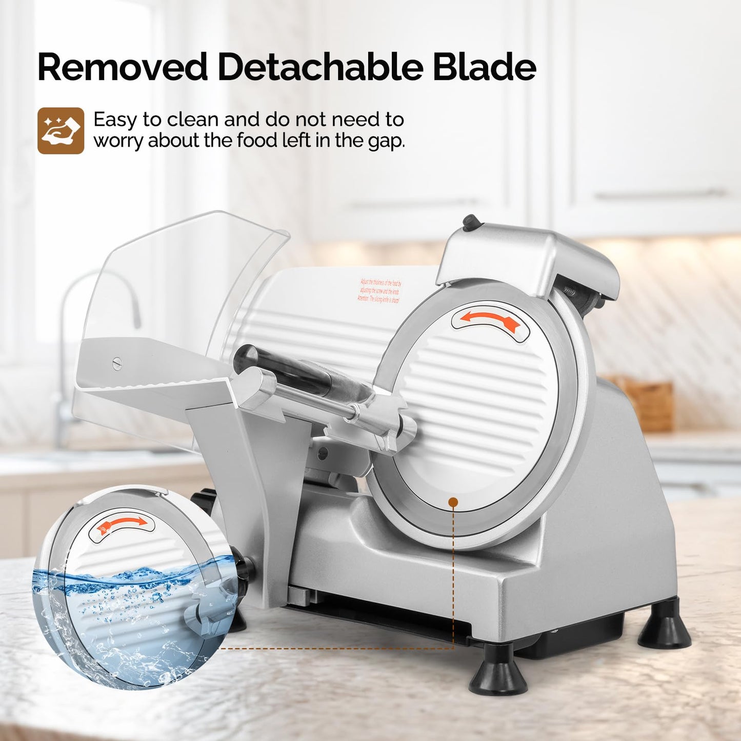 ROVSUN 10 inch Commercial Meat Slicer, 240W Electric Meat Slicer Machine, Frozen Meat Deli Cheese Food Slicer with Adjustable Thickness(0-12mm), Upgraded Carbon Steel Blade for Home and Commercial