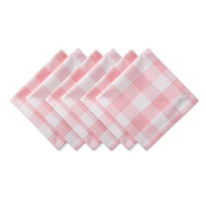 DII Buffalo Check Collection, Classic Farmhouse Cloth Napkin Set, 20x20, Pink & White, 6 Piece