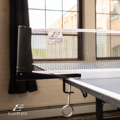 EastPoint Foldable Table Tennis Conversion Top - 9 ft x 5 ft, Blue - Zero-Assembly Ping Pong Table Topper - Tournament-Grade Bounce on Tennis Surfaces - Complete Net & Posts for Ping Pong Play