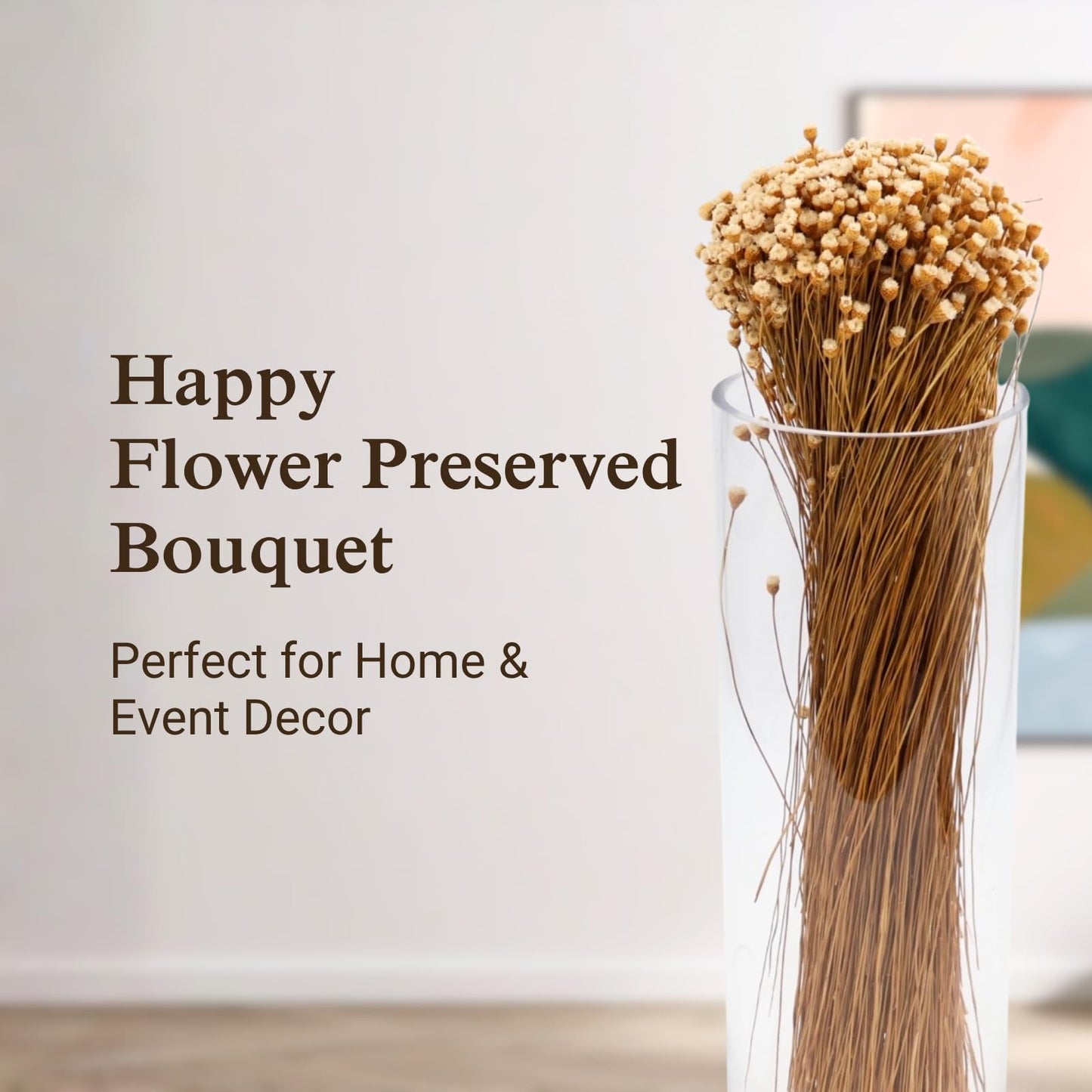 Quality Growers - Happy Flower Preserved Bouquet - Preserved Botanical Flowers for Home Decor, Floral Arrangements, Crafts & DIY Projects - Hand-Harvested - 22” Long - Natural