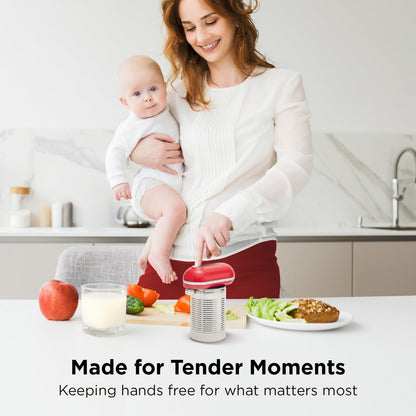 Kitchen Mama Mini Plus Rechargeable Electric Can Opener: USB-C Charging, Hands-Free, Auto Stop, Compact, Cordless, Smooth Edge - Perfect for Seniors with Arthritis, Home, and Travel (Red)