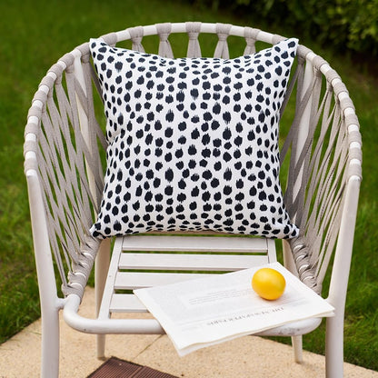 Outdoor Pillow Covers 18x18 Set of 2, Black Polka Dot Waterproof Decorative Cases for Summer Outdoor Sofa Bed Cushion