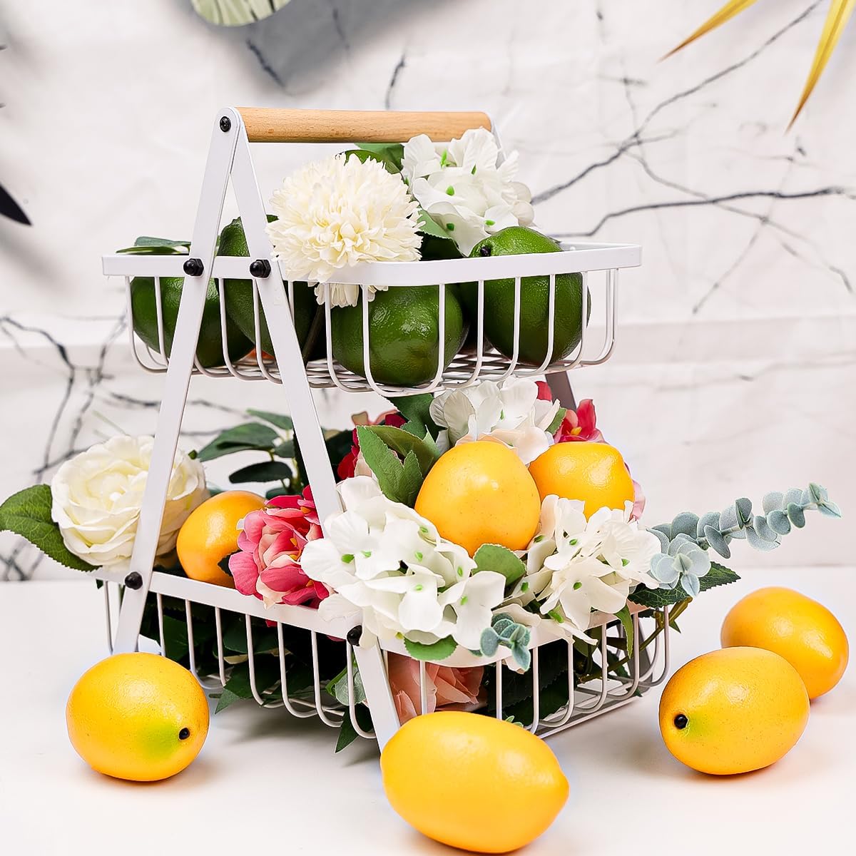12pcs Gresorth Yellow & Green Artificial Lifelike Simulation Lemon Fake Fruit Home Kitchen Cabinet Decoration