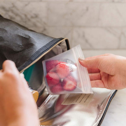 Zip Top Reusable Food Storage Bags | Short Cup [Peach] | Silicone Meal Prep Container | Safe for Microwave, Dishwasher,