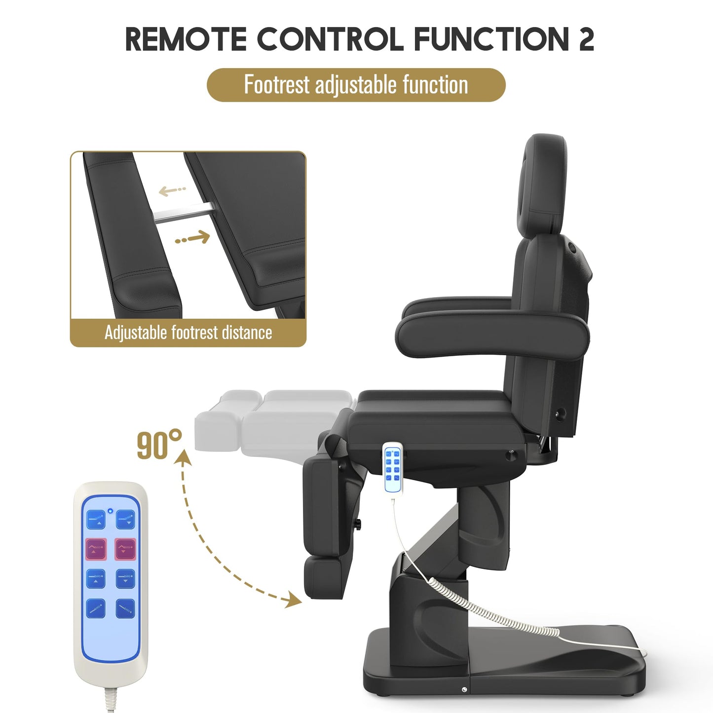 Dolonm 4 Motor Electric Chair/Bed, Aluminum Hydraulic System for Medical Treatment Exam, Facial, Spa, Eyelash, Tattoo, Podiatry Treatment Beauty Massage, Hand Remote Controlled Adjustable - Black