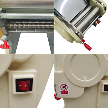 JARYANNIX Stainless Steel Electric Pasta Press Maker, 3mm Round Knife Noodle Making Machine Adjustable Width Automatic Noodle Maker for Home Commercial 110V 550W