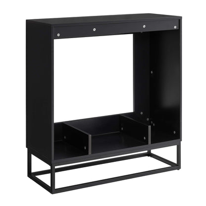SEI Furniture - Holly & Martin Frescan Color Changing Electric Fireplace - Transitional Design, Black Glass and Wood - Ideal for Living Room, Bedroom (FC1063059)