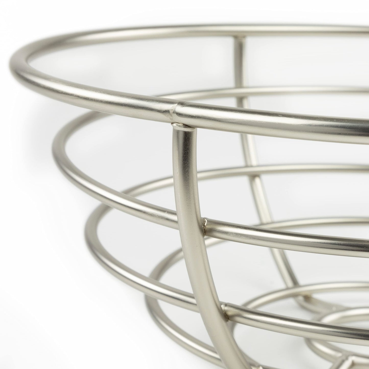 Spectrum Euro Wire Fruit Basket for Kitchen Countertop Storage, Sturdy Steel Metal Wire Decorative Fruit Bowl for Fresh Produce Vegetables Bread & Snacks Modern Open Design for Airflow, Satin Nickel
