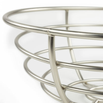Spectrum Euro Wire Fruit Basket for Kitchen Countertop Storage, Sturdy Steel Metal Wire Decorative Fruit Bowl for Fresh Produce Vegetables Bread & Snacks Modern Open Design for Airflow, Satin Nickel