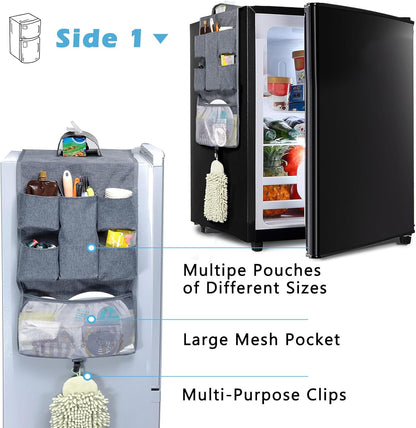 Mini Fridge Organizer 54" x 11.8" - Over The Fridge Storage with 16 Pockets for Pantry Goods, Utensils & More