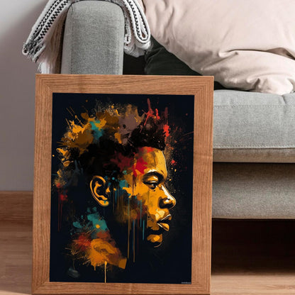 HMDIIMGE DIY 5D Diamond Art Kits Painting for Adults African American Minimalist Abstract Gold and Black Man 30x40cm