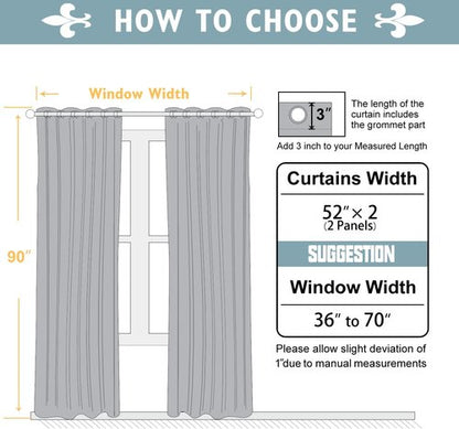 ChrisDowa Blackout Curtains - Thermal Insulated Room Darkening Panels, 90 Inches Long, Teal (Set of 2)
