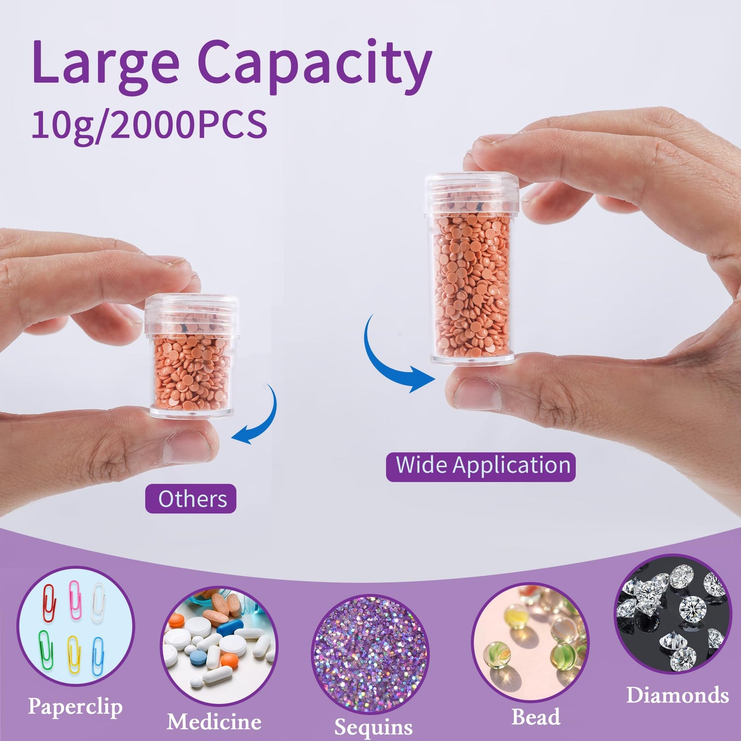 LYMUSUMI Diamond Art Storage Containers 120 Slots Diamond Painting Accessories and Tools Portable Bead Organizer Boxes for Adults（Purple）