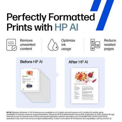 HP Smart Tank 7301 Wireless All-in-One Ink Tank Printer, Scanner, Copier with 2 Years of Ink Included, Best-for-Home Office, Cartridge-Free Refillable, AI-Enabled (28B70A)