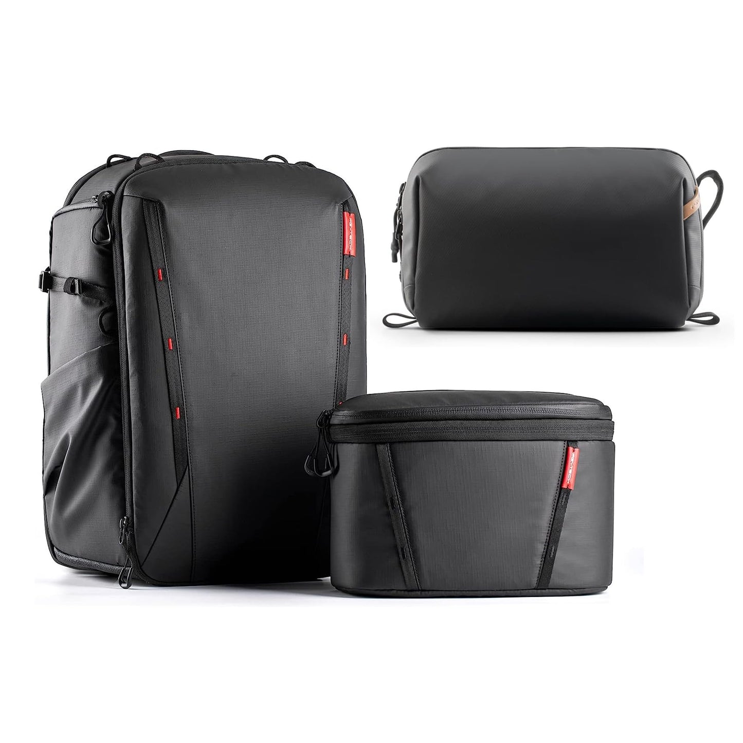 PGYTECH OneMo 2 25L-33L Camera Backpack with Shoulder Bag+Wash Pouch Hanging Toiletry Bag for Men, Waterproof Dopp Kit Travel Makeup Bag Organizer for Toiletries & Cosmetics, Black