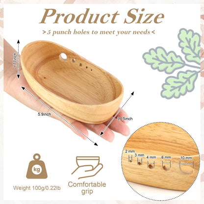 SKLENICE Wooden Herb Stripper Bowl Handmade Herb Stripper Tool with 5 Different Hole Sizes Efficient Herb Peeling Cup Herb Leaf Peeler for Separating Leaves Kale Broccoli Thyme Basil Rosemary