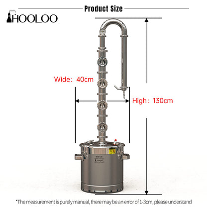 HOOLOO Alcohol Distiller Still for Home Use Kit 304 Stainless Steel Whiskey Making Kit with Thermometer Whiskey Brandy Vodka 4.6Gal (17.6L) (ST-22)