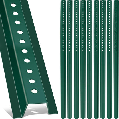 Gisafai 10 Pack 6ft Tall Green U Channel Sign Steel Post with Enamel Coating Heavy Duty Metal Sign Post with Pre Drilled Holes for Easy Mounting