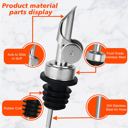 6PCS Liquor Bottle Pourers, Auto Flip Olive Oil Dispenser Spout, Weighted Stainless Steel Alcohol Pourer Spouts, Olive Oil Spout Suitable for About 3/4" Bottle Mouth