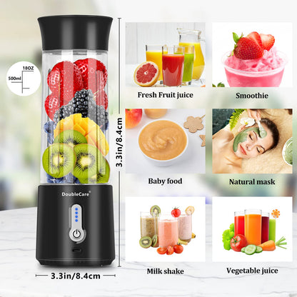Portable Blender Cup,Electric USB Juicer Blender,Portable Juicer For Shakes and Smoothies, juice,380ml, Six Blades Great for Mixing,light purple