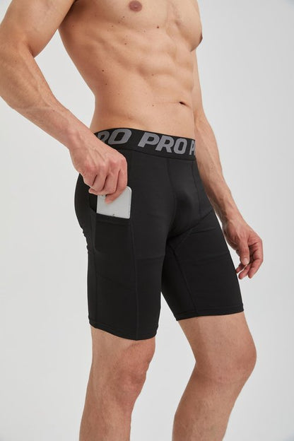DANI CHINS Men's Athletic Compression Shorts Sports Running Workout Gym Underwear Boxer Shorts with Pockets(Black,White,M)