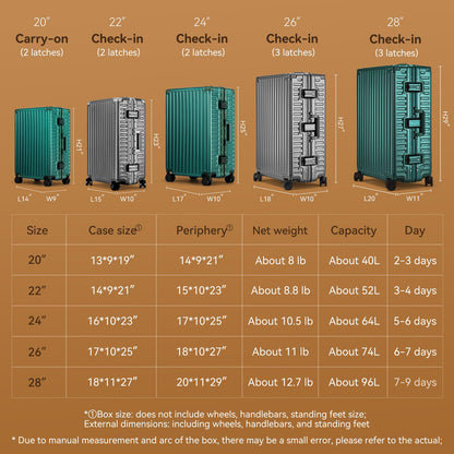 ROAMING Zipperless Luggage 28 Inch with Aluminum Frame, Checked-Large Lightweight 3-Layer PC Hard Shell Suitcase with Spinner Wheels, Metal Travel Luggage with Three TSA Locks, Dark Night Green