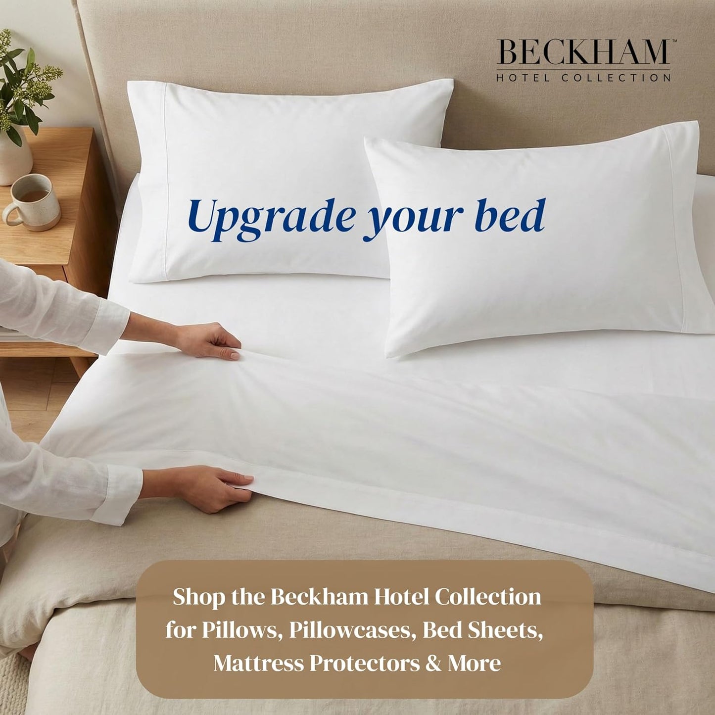 Beckham Hotel Collection King Size Sheet Set - 100% Cotton Sateen, Silky Smooth, 4-Piece, White